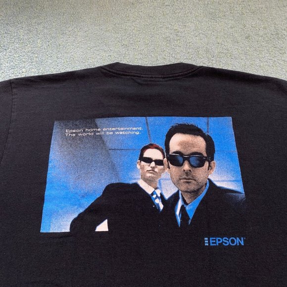 VINTAGE Epson Home Entertainment Shirt Adult Large Black The Matrix Parody 90s - Picture 5 of 11